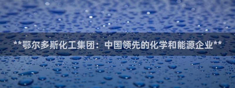 球盟会黑平台：**鄂尔多斯化工集团：中国领先的化学和能源企业